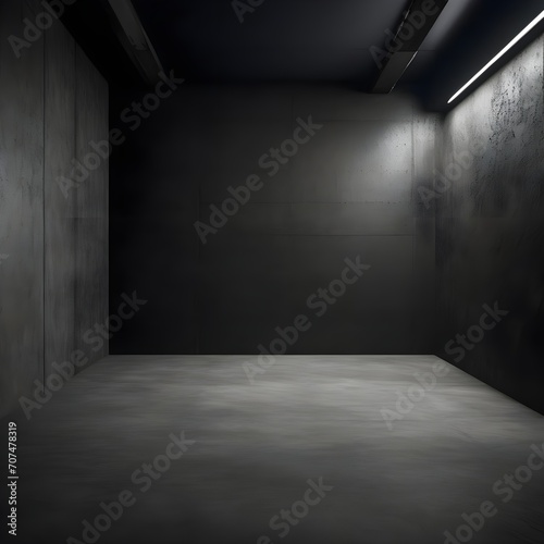 empty room with wall   Black wall with a row of spotlights in an empty room © Tayba