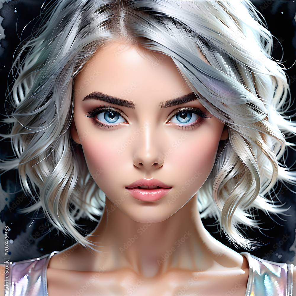 Fototapeta premium Striking Elegance Unveiled: A Captivating Showcase of Diverse Hairstyles Adorning Beautiful Women.(Generative AI)