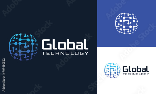 Vector global tech logo design abstract  futuristic technology logo	
