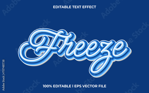freeze editable font. typography template text effect. lettering vector illustration logo