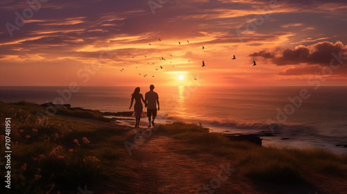 sunset couple ocean © SUNMI