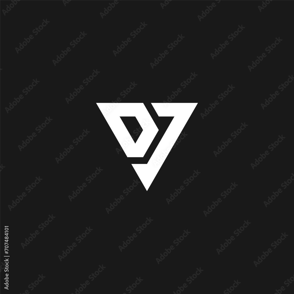 DJ monogram logo in triangle shape. D & J triangle logo black and white DJ monogram logo in triangle shape. D & J triangle logo black and white