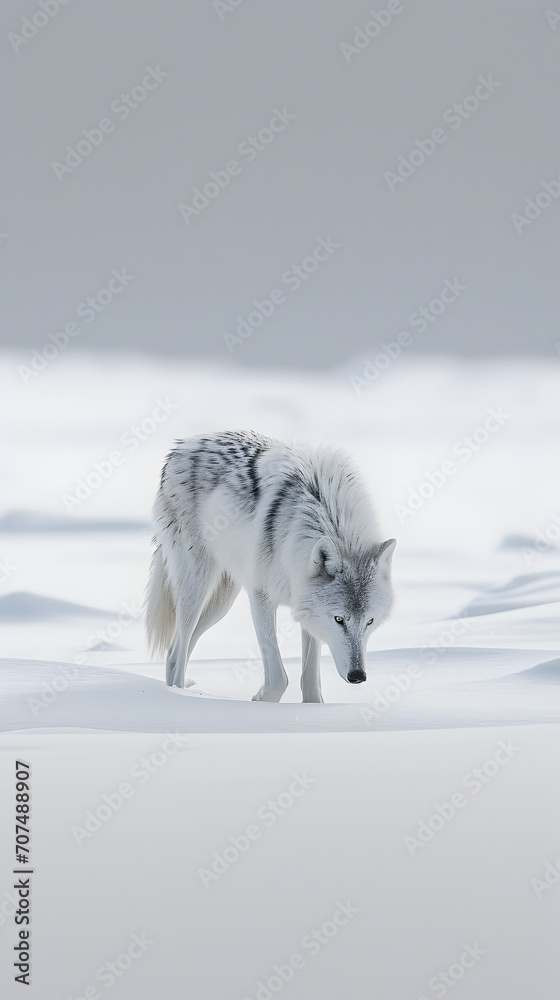 Obraz premium Arctic wolf in snow 