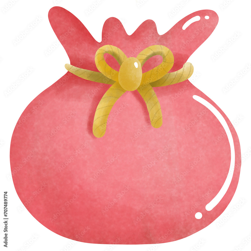 Red bag with a ribbon or bag with tassels, Chinese money bag meaning luck Red bag with a ribbon or bag with tassels, Chinese money bag meaning luck
