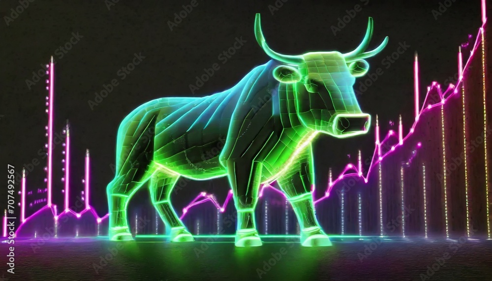 Fototapeta premium illustration of a bull with a background, bull market, bullish2 market