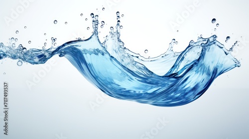 A Close-up of Blue water  spiral  liquid  splash  swirling wave  white isolated background.