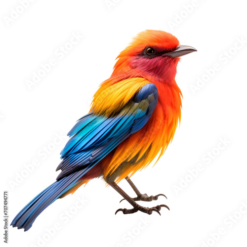 Vivid bird colors isolated on white background