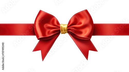 red ribbon and bow isolated white or transparent