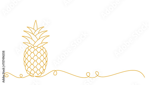 Pineapple tropical fruit in line art style. Element vector eps10