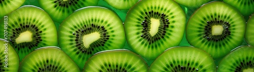 pile of fresh kiwi fruit slices. generative AI photo
