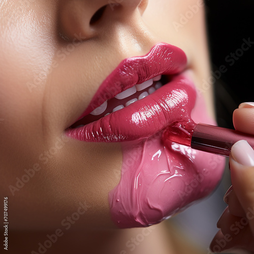 A Model Using, Eating, Destroying Lipstick in their Mouth, Eating Lipstick