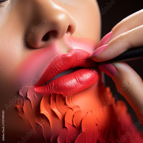 A Model Using, Eating, Destroying Lipstick in their Mouth, Eating Lipstick