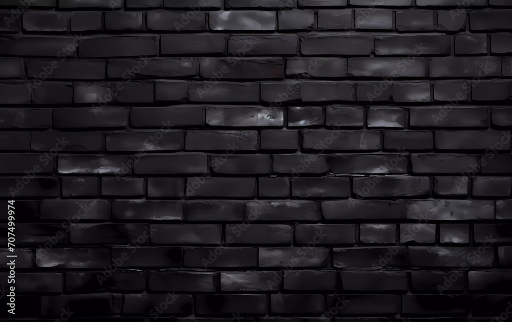 Black painted brick wall texture as background. generative ai