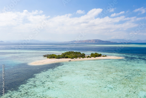 Aerial view of Taka Makasar Island in Komodo islands, Flores, Indonesia.