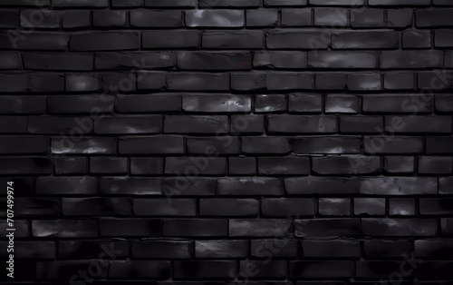 Black painted brick wall texture as background. generative ai