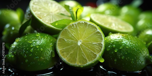 slices of lime that are still fresh and green. generative Ai