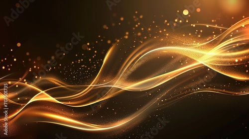 Abstract shiny color gold wave design element, flare light background, photo