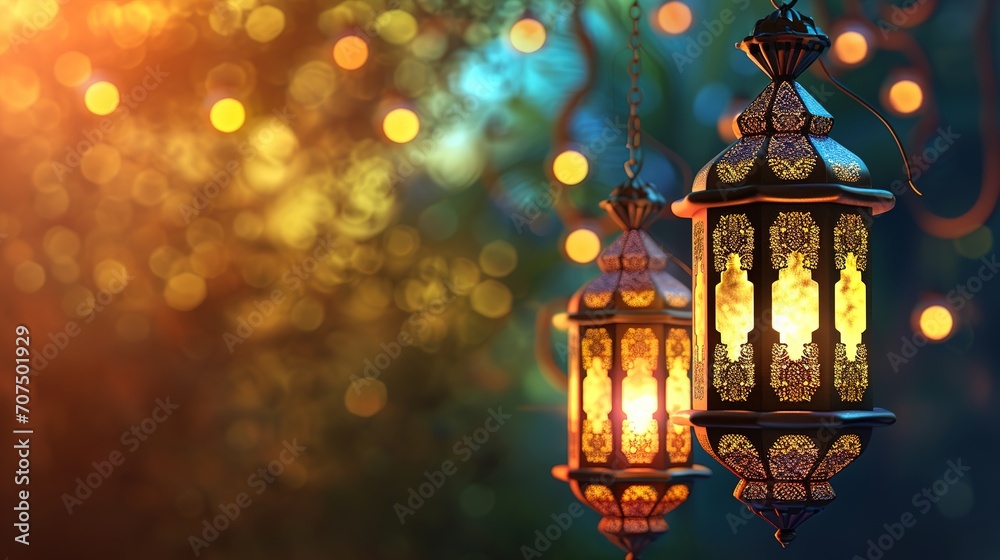 arabic lantern of ramadan celebration background