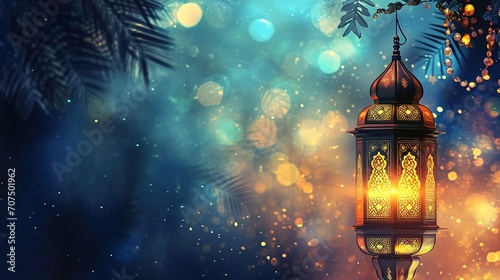 arabic lantern of ramadan celebration background photo