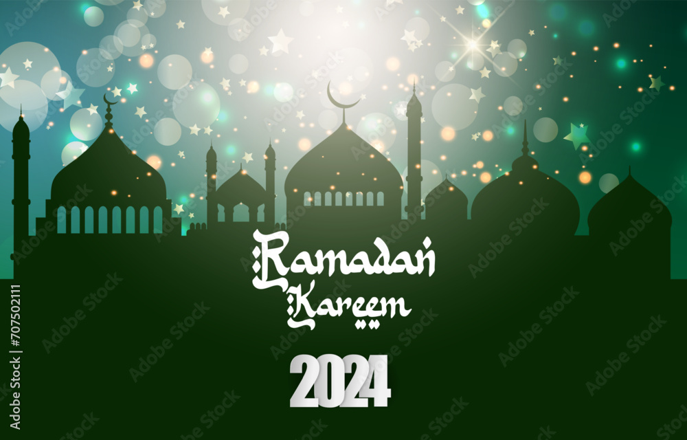 ramadan 2024 banner with green and white background design ramadan 2024 banner with green and white background design