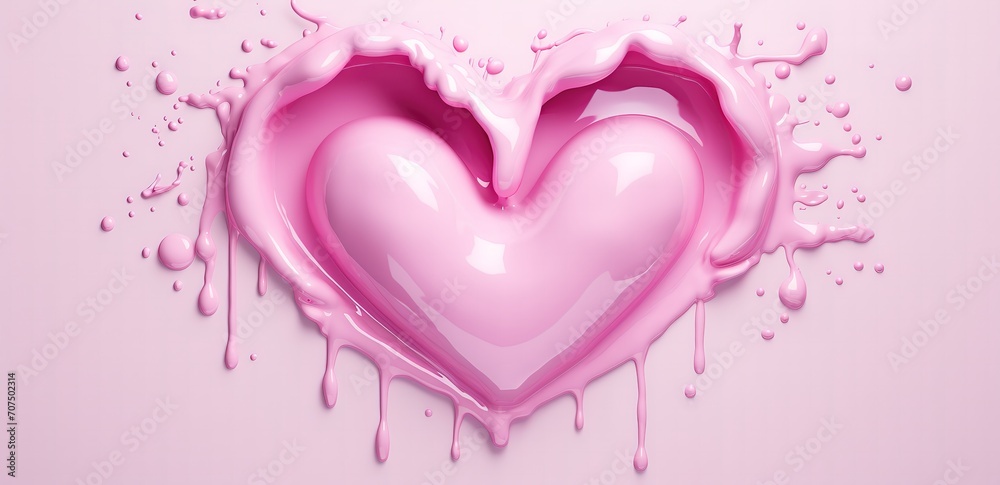 A heart symbol with a pink splash effect on the side. generative AI