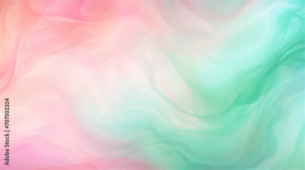 Candy Floss Whirls : Pastel tone pink and mint gradient smoke background
