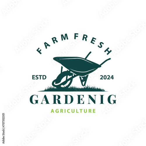 Garden logo inspirational design for simple vintage style plantation equipment for a nature concept company brand