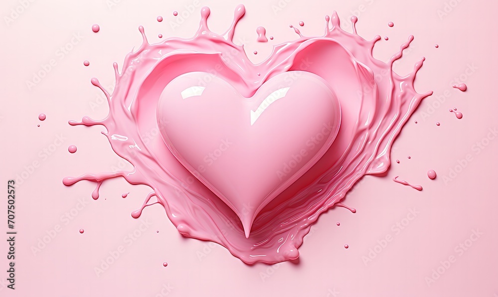 a pink heart symbol that falls and creates a splash effect. generative AI a pink heart symbol that falls and creates a splash effect. generative AI