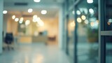 Blurred empty open space office. Abstract light bokeh at office interior background 