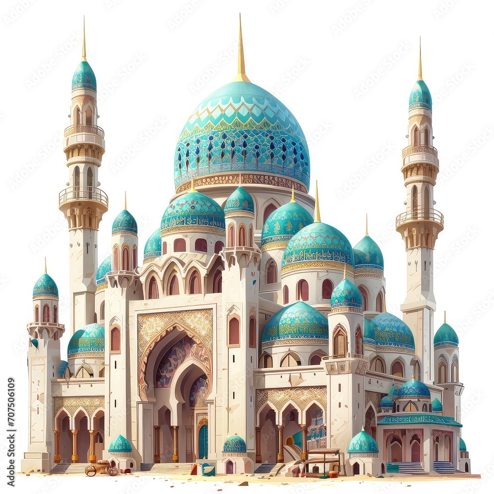 Obraz premium Mosque Illustration on White Background