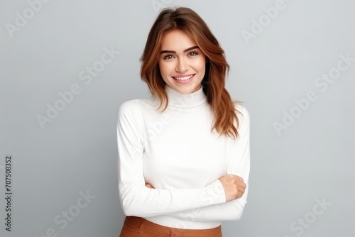 Woman Wearing White Shirt and Brown Skirt,