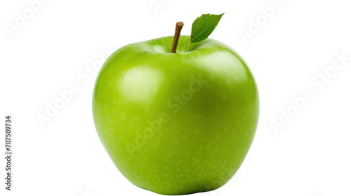 Green apple 1 with leaf isolated on white background, isolated on transparent and white background.PNG image.