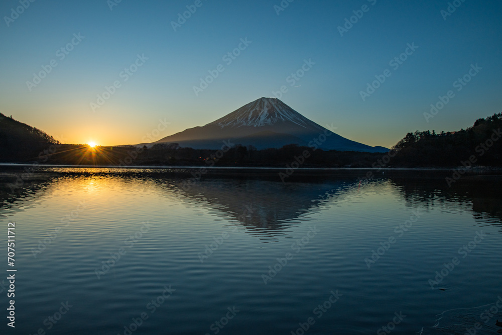 精進湖から富士山と日の出