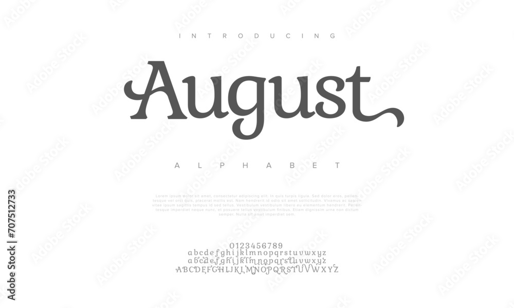 August creative modern urban alphabet font. Digital abstract moslem, futuristic, fashion, sport, minimal technology typography. Simple numeric vector illustration