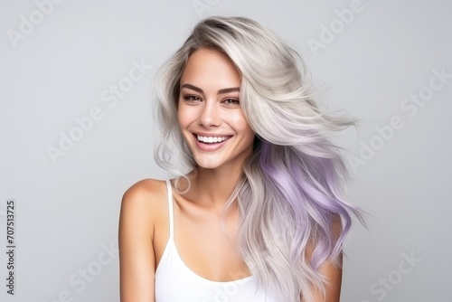 Woman With Grey Hair and White Tank Top