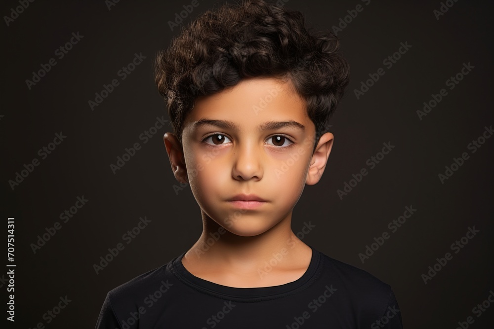 Portrait of a cute little boy with curly hair on dark background Portrait of a cute little boy with curly hair on dark background