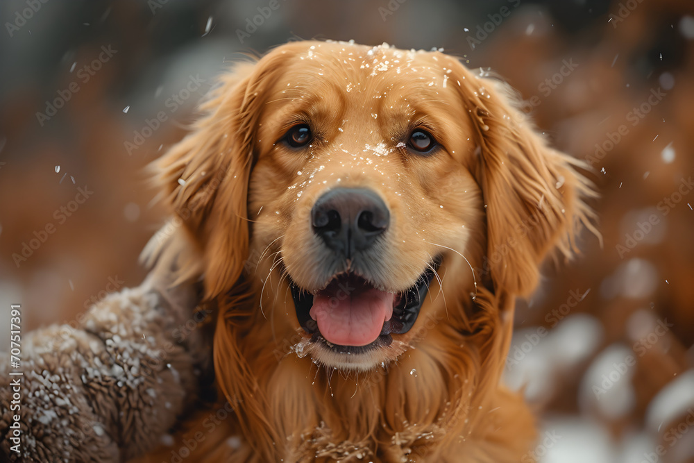 Golden Retriever Dog in the Snow