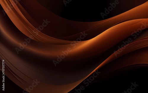 Dark brown abstract background with waves. generative ai
