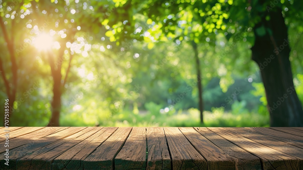 Nature background, Wood table for food and product display over blur green tree garden, Blue park nature outdoor and wood table with bokeh light background in spring and summer Nature background, Wood table for food and product display over blur green tree garden, Blue park nature outdoor and wood table with bokeh light background in spring and summer