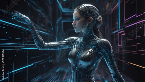 cyber woman with background