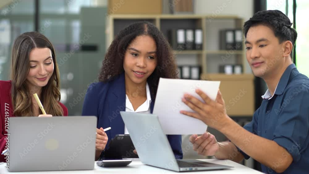 Group of International team of businessmen creative businesspeople coworker in office Happy to be successful partnership teamwork success concept. Group of International team of businessmen creative businesspeople coworker in office Happy to be successful partnership teamwork success concept.