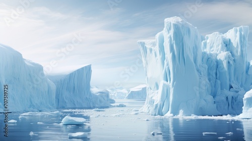 A surreal display of ice cliffs plunging into the ocean, lost forever due to the increasing impact of climate change.