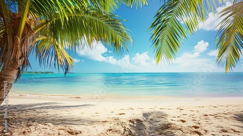 Palm and tropical beach background 