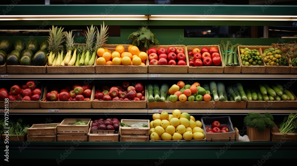 Sparse produce in a grocery store, a silent testament to the challenge of food shortages