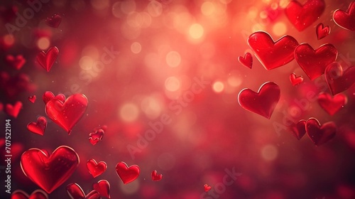 Red hearts background In Romantic Background