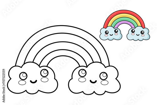 learn to color clouds and rainbows coloring book, coloring pages for children.