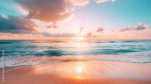 horizon sea water surface background banner. Inspire nature landscape coast. Beautiful wonderful tropical island paradise. Beach sunrise summer vacation photo