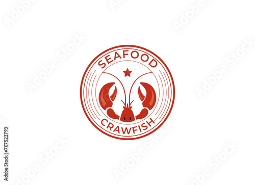 Crayfish Prawn Shrimp Lobster Claw Seafood Circular Label logo design inspiration