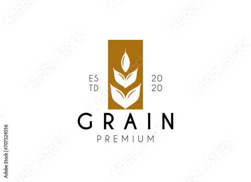 Vintage wheat farm logo design. Grain or wheat stamp logo