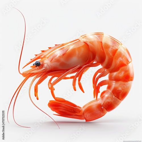 a shrimp icon, miniature, minimalism, clay, smooth, white background photo